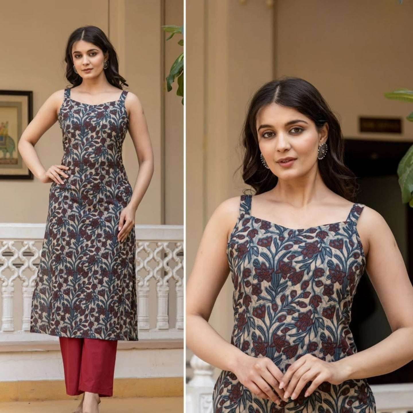 Sleeveless Cotton Printed Kurtis with Pocket – Regular & Office Wear - Kalira Luxury