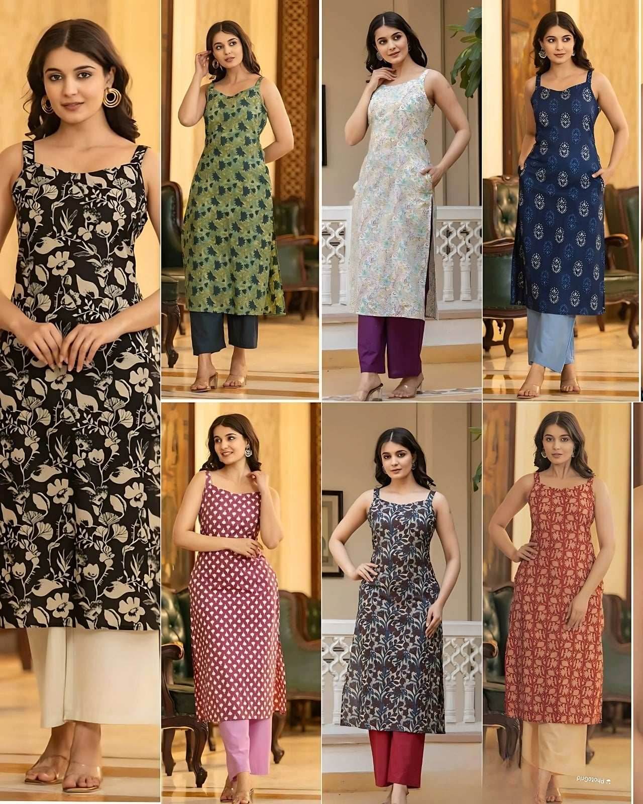 Sleeveless Cotton Printed Kurtis with Pocket – Regular & Office Wear - Kalira Luxury