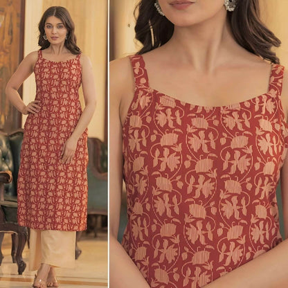 Sleeveless Cotton Printed Kurtis with Pocket – Regular & Office Wear - Kalira Luxury